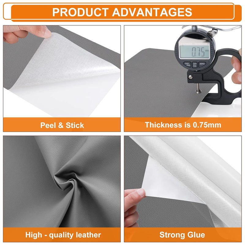 Cahomo Self-Adhesive Leather Repair Patches Tape for Couches - 8x11 inch, Vinyl & Leather Repair Kit for Furniture, Car Seats, Handbags, Jackets - Dark Grey - Image 3
