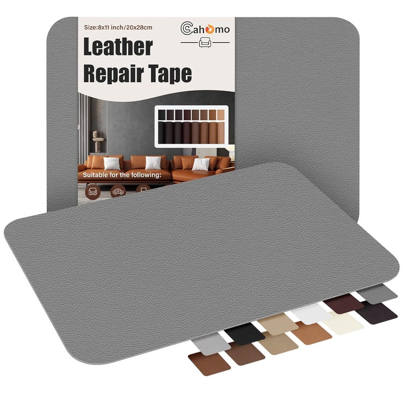 Cahomo Self-Adhesive Leather Repair Patches Tape for Couches - 8x11 inch, Vinyl & Leather Repair Kit for Furniture, Car Seats, Handbags, Jackets - Dark Grey - Image 1
