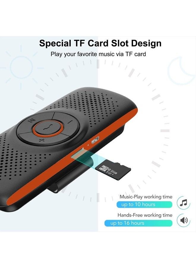 NETVIP - Bluetooth Car Speaker for Cell Phone, Handsfree Bluetooth Car Kit with Visor Clip, in Car Speakerphone Support Siri and Voice Assistant Voice Guidance, 20 Hours Music Play, Support TF Card - Image 1