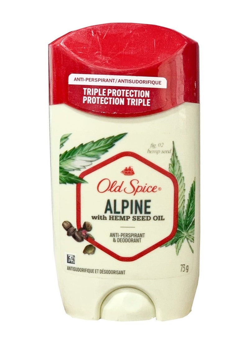 Old Spice Antiperspirant Deodorant, Alpine with Hemp Seed Oil 73.7g 
