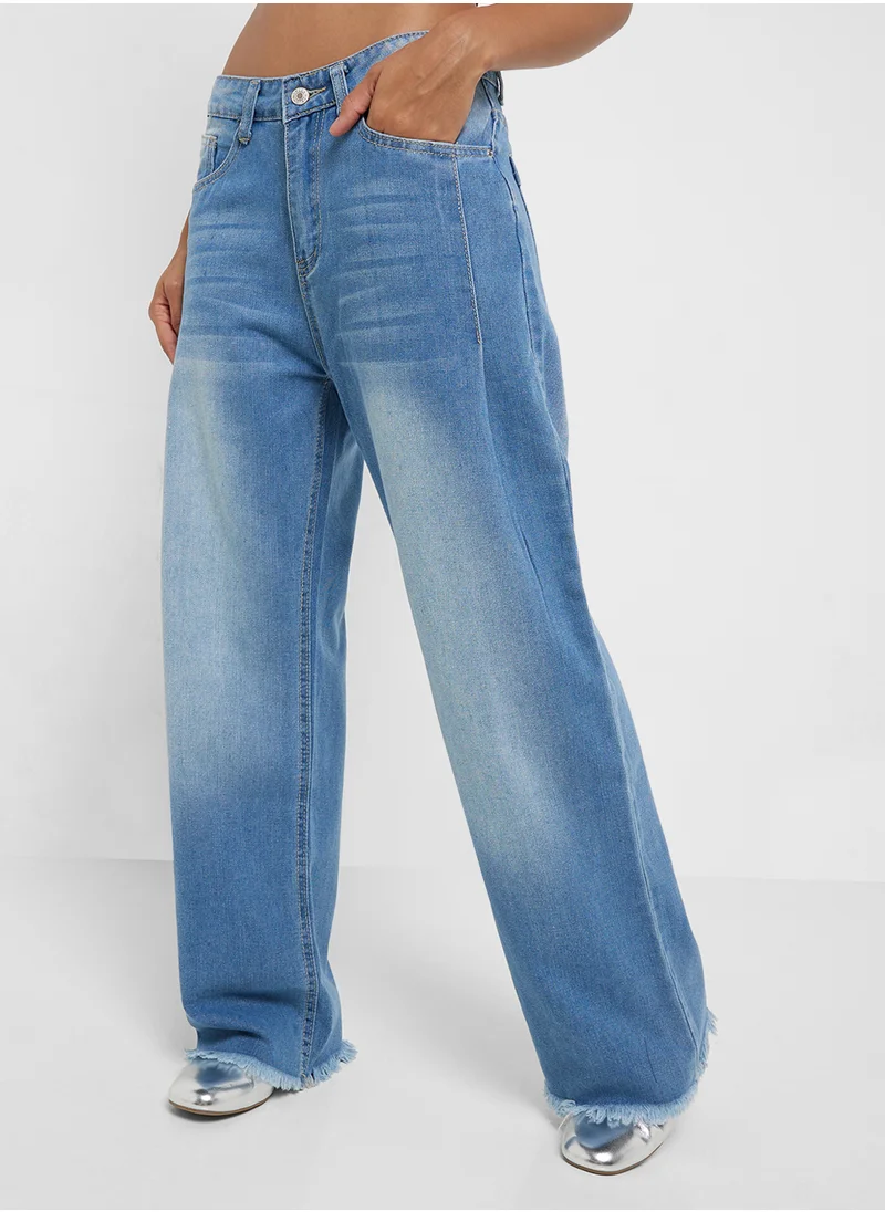 جينجر Mid Rise Wide Leg Jeans