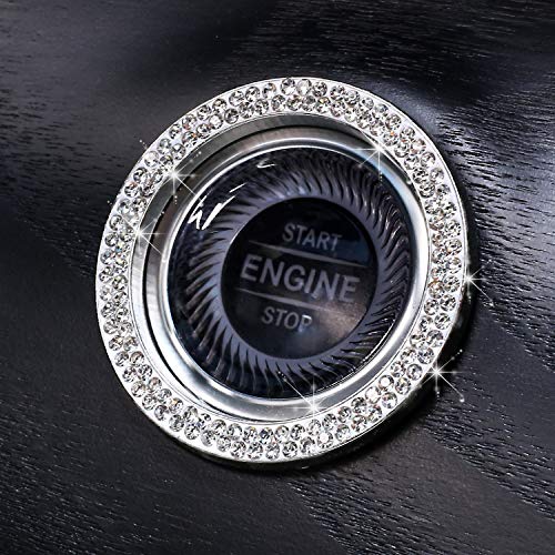 ToBeQueen Car Bling Ring Crystal Car Stickers Rings Womens Car Decals,2Pcs Push Start Button Bling Ignition Ring Sticker,Bling Car Interior Accessory for Women,Silver - Image 5