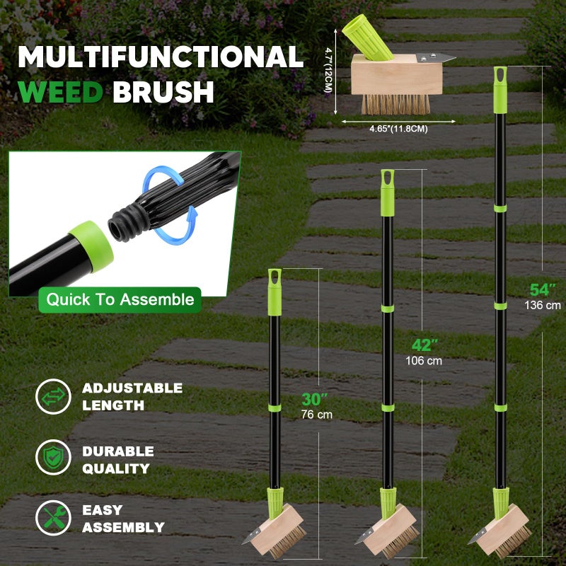 Sbestily Patio Weed Remover Tool Long Handle Wire Brush Scraper for Paving - Image 3