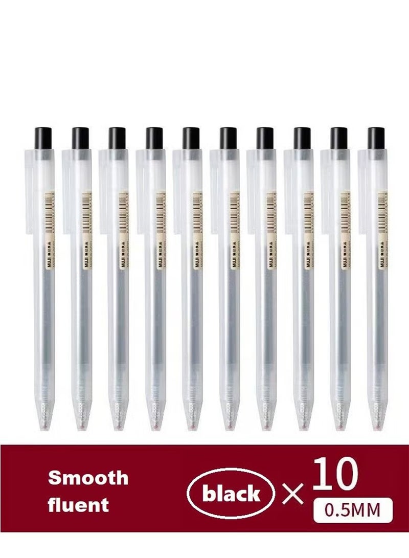 موجي 10 Pack 0.5mm Black Gel Pens, Smooth Writing Retractable Fine Point Pens, Quick Dry Ink, No Smudge, Office School Exam Ballpoint Pens - Image 1