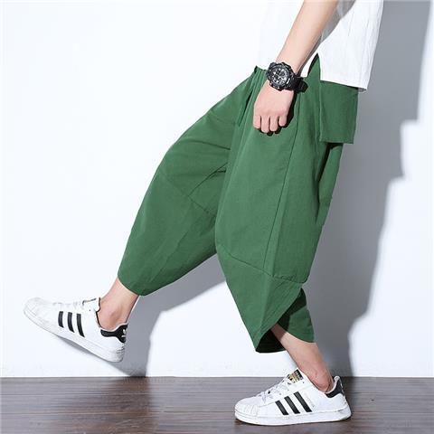 Summer Lantern Mens Wide Leg Small Feet Loose plus size Chinese Style Cropped Beach Harlan Casual Shorts K77 Lotus  - Image 3