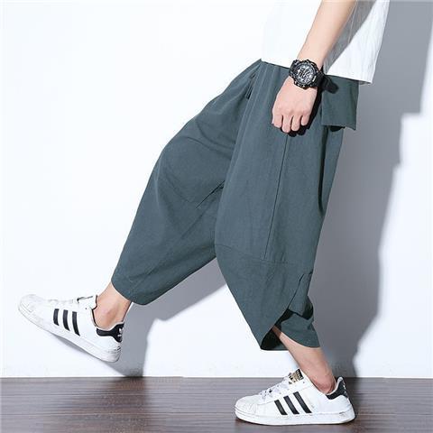 Summer Lantern Mens Wide Leg Small Feet Loose plus size Chinese Style Cropped Beach Harlan Casual Shorts K77 Lotus  - Image 4