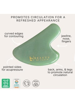Beauty by Earth Jade Gua Sha - Smoothes Fine Lines & Wrinkles, Face Sculpting Tool for Face Massage, Jaw Massager, Facial Massage Tools, Small Gifts for for Women and Teenage Girls  - Image 3