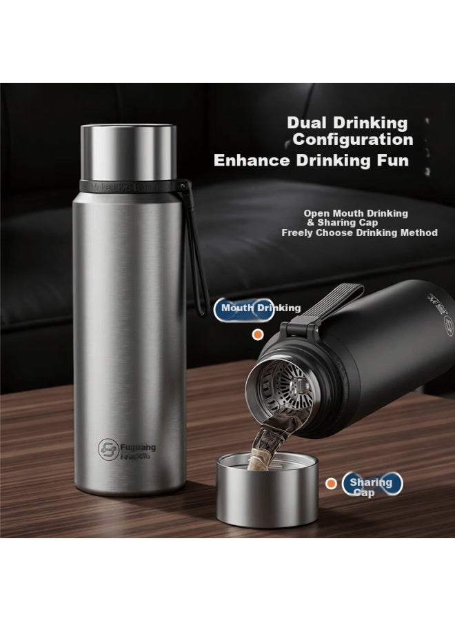 Tomimitsu Fuguang Large Capacity Insulated Bottle 316l Stainless Steel Full Steel Lid Water Bottle Men Women Tea Separation Brewing Cup Student Cup - Image 1