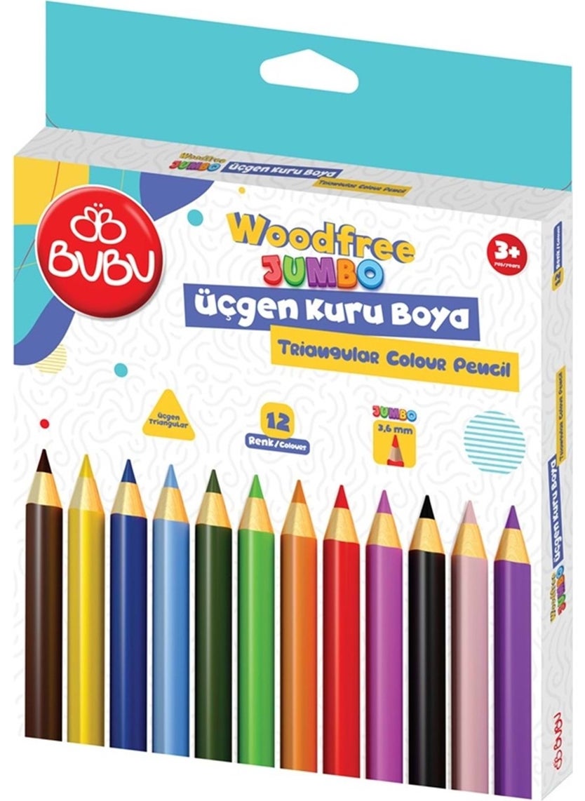 Bu-Bu Woodfree Jumbo Triangle Color Color 12 Pack 