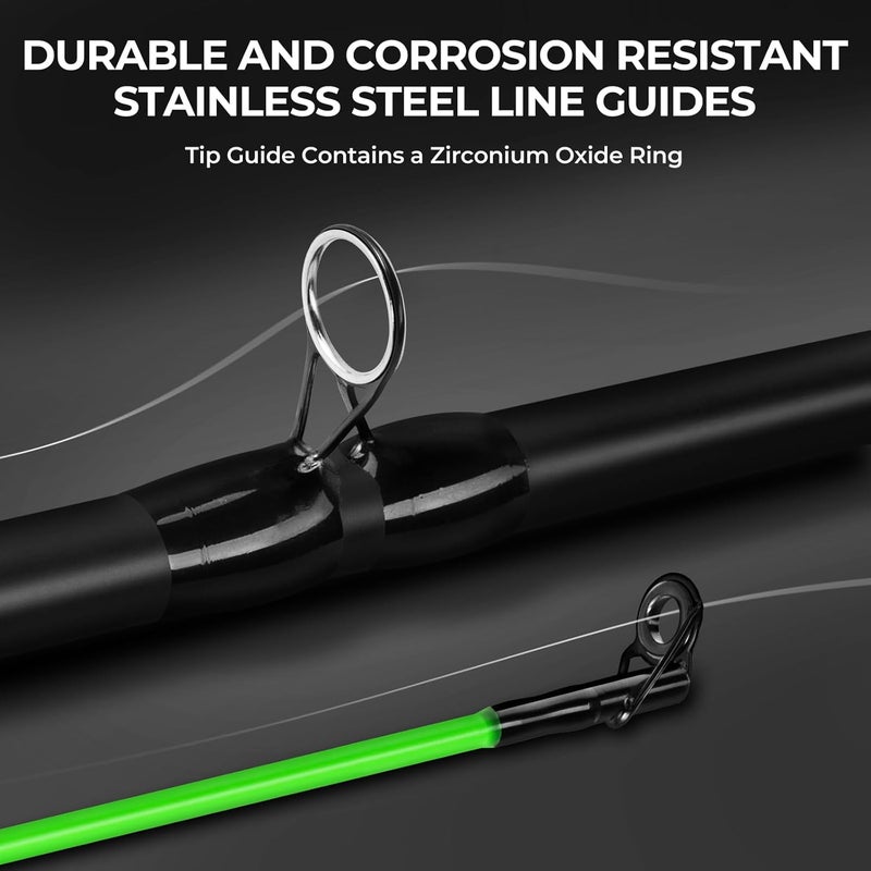 Kastking Brutus Spinning Rods & Casting Fishing Rods, Brute Tuff Composite Graphite & Glass Blanks, Stainless Steel Line Guides w/Zirconium Oxide Rings Tip Top, Chartreuse Strike Tip - Image 5