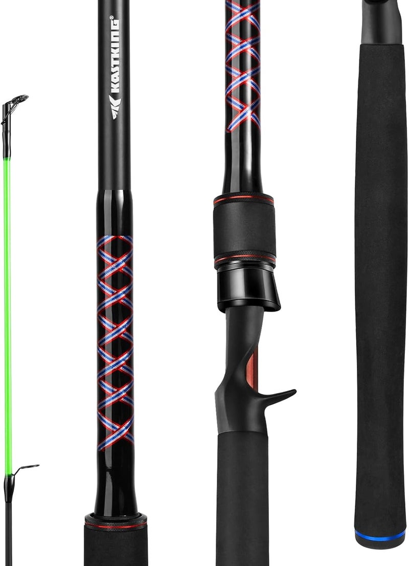 Kastking Brutus Spinning Rods & Casting Fishing Rods, Brute Tuff Composite Graphite & Glass Blanks, Stainless Steel Line Guides w/Zirconium Oxide Rings Tip Top, Chartreuse Strike Tip - Image 1