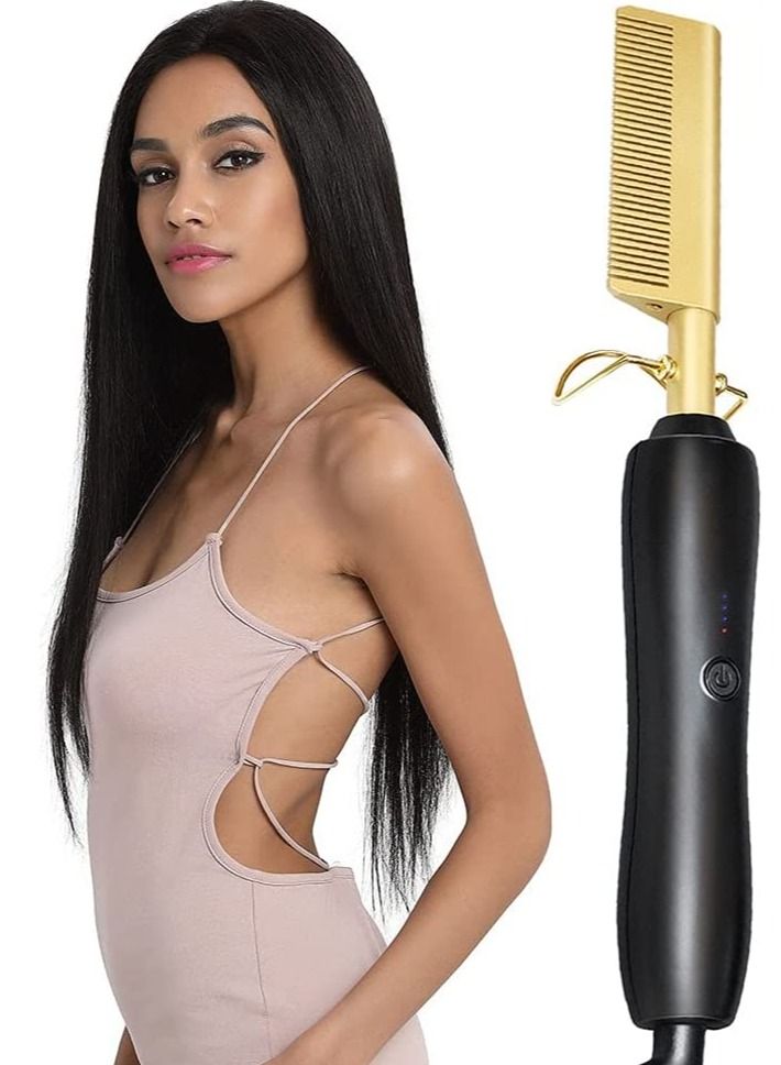 Hair Straightener Flat Irons Straightening Brush Hot Heating Comb Hair Straight Styler Corrugation Curling Iron Hair Curler CombHair Straightener Flat Irons Straightening Brush Hot Heating Comb Hair S - Image 1
