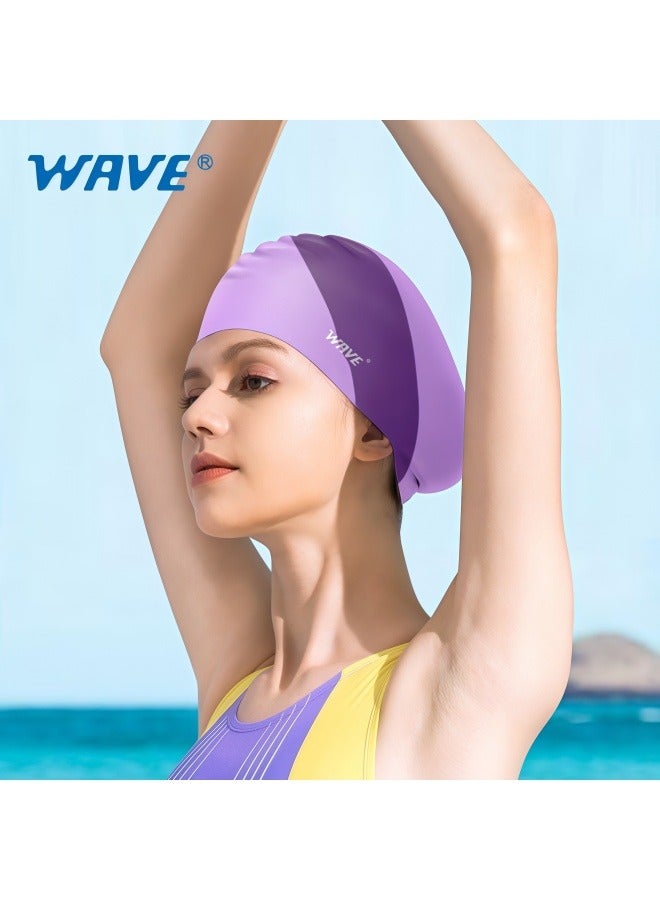 وايف WAVE Swimming Cap - Waterproof Silicone Sport Swim Hat with Ear Protection, Extra-Large Design for Long Hair, Unisex Adult Swim Cap for Men and Women - Image 2