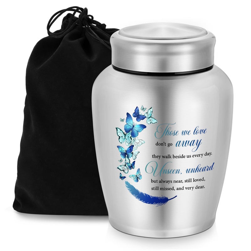 XIUDA Cremation Urns for Human Ashes Adult Male and Female Memorial Decorative Burial Urn Stainless Steel Angel Wings Keepsake Urn Human Ashes Up to 220 lbs - Image 2