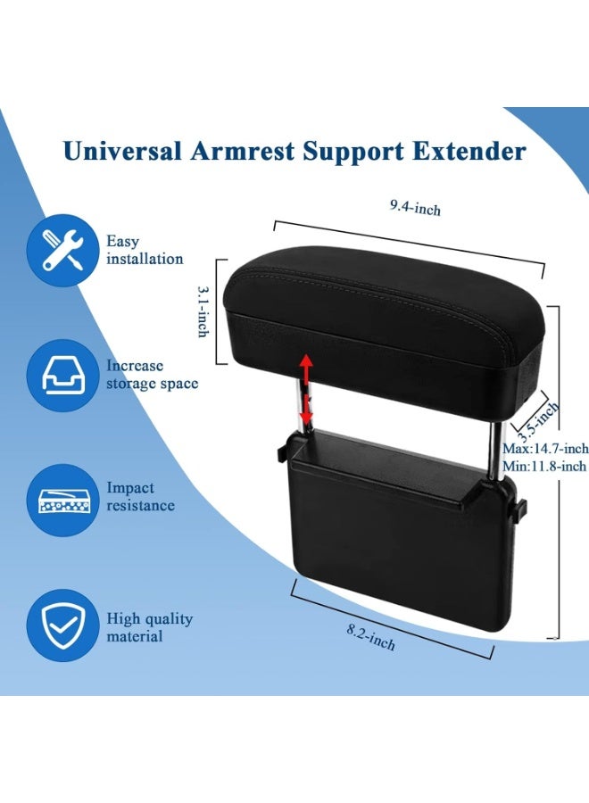 DUNISO Car Armrest Extender Support Elbow,Adjustable Height Comfort Arm Rest Pads Extender,Car Armrest Organizer and Holder,Soft, Comfortable, and Durable，for Universal Auto Car Center Console,Black - Image 4