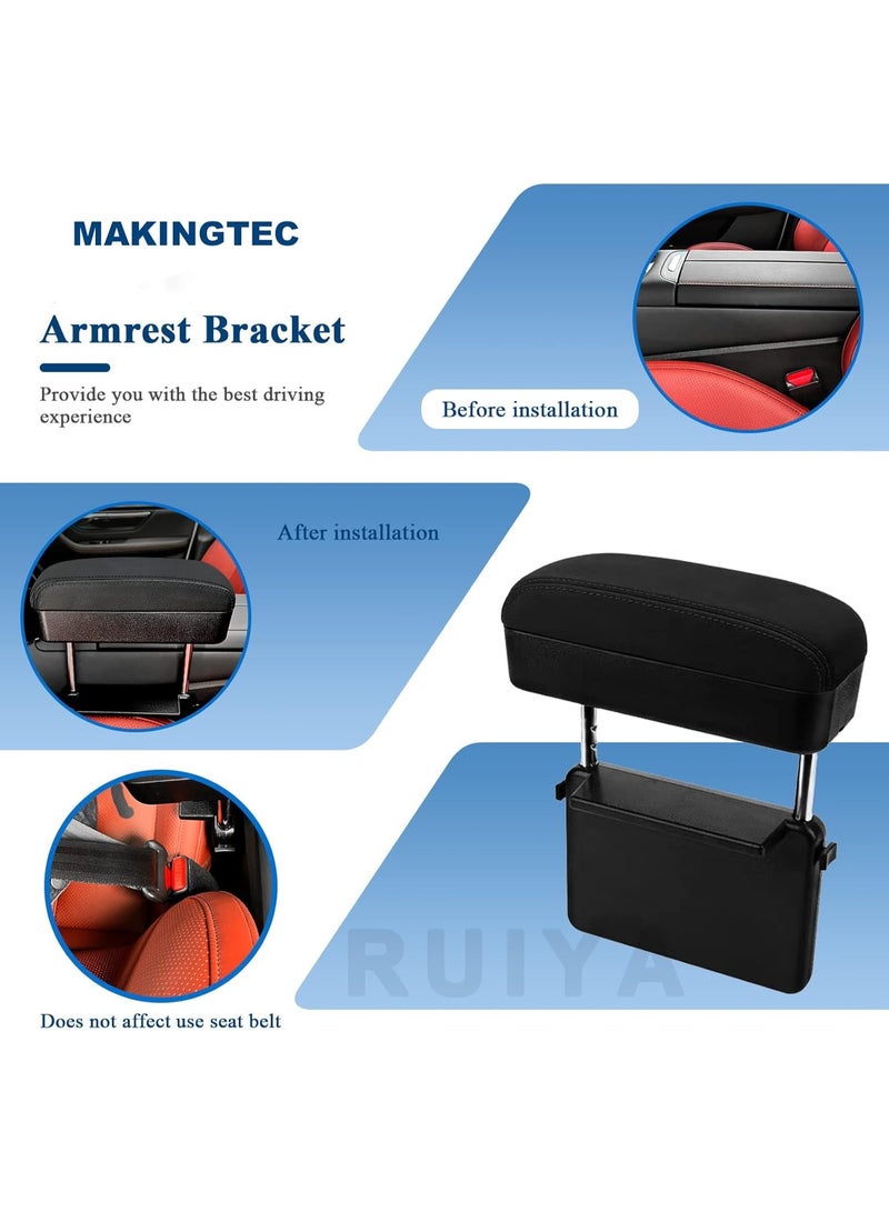 DUNISO Car Armrest Extender Support Elbow,Adjustable Height Comfort Arm Rest Pads Extender,Car Armrest Organizer and Holder,Soft, Comfortable, and Durable，for Universal Auto Car Center Console,Black - Image 2