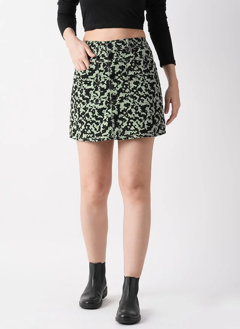globus Globus Women Green Camouflage Printed Skorts