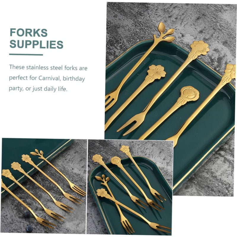 10 Piece Reusable Titanium Coated Multi Function Fruit Dessert Forks For Household Party Appetizers - Image 4