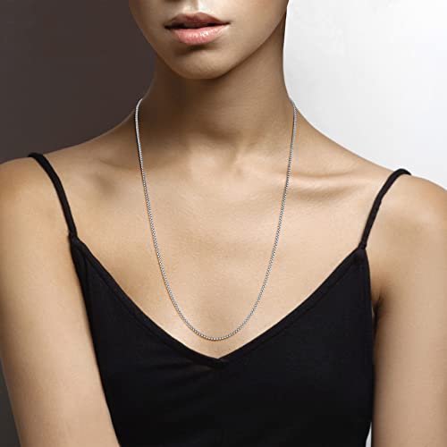 Miabella Italian 925 Sterling Silver Solid 2mm Round Box Chain Necklace for Women Men, Made in Italy (rhodium-plated-silver, Length 26 Inches) - Image 3