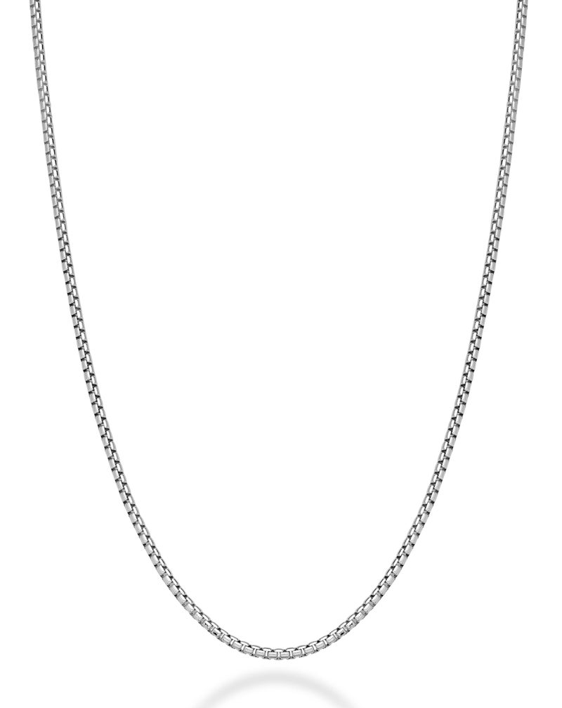 Miabella Italian 925 Sterling Silver Solid 2mm Round Box Chain Necklace for Women Men, Made in Italy (rhodium-plated-silver, Length 26 Inches) - Image 1