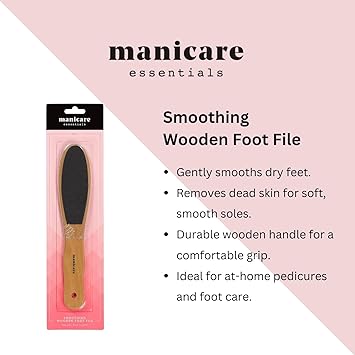 Manicare Smoothing Wooden Foot File Double Sided To Exfoliate And Remove Dry Dead Skin Eliminates Corns And Calluses Pedicure Tool For Super Soft Feet Natural Foot Scraper With Wood Handle - Image 2