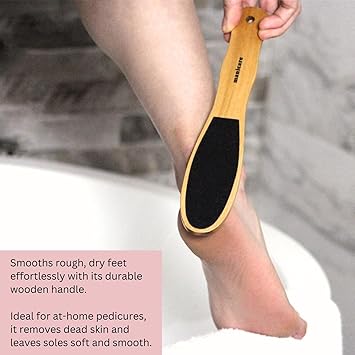 Manicare Smoothing Wooden Foot File Double Sided To Exfoliate And Remove Dry Dead Skin Eliminates Corns And Calluses Pedicure Tool For Super Soft Feet Natural Foot Scraper With Wood Handle - Image 4