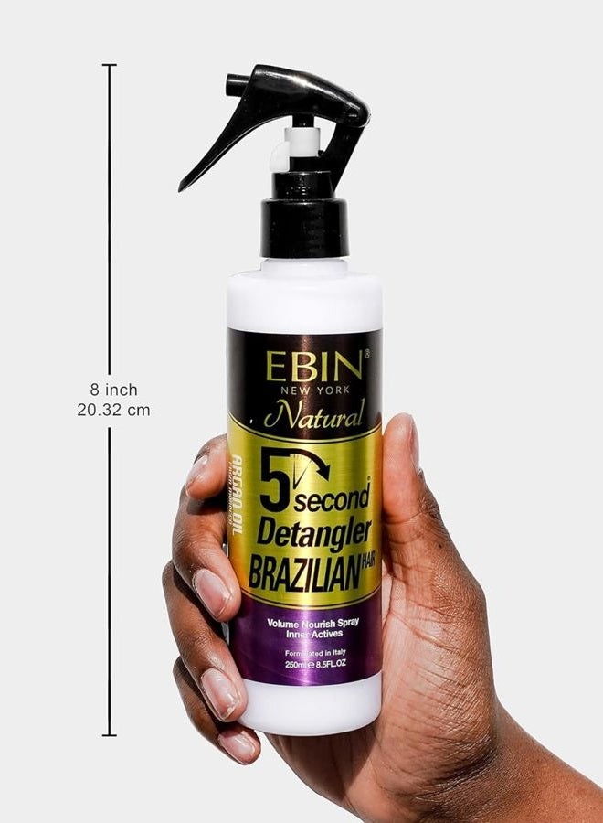 EBIN NEW YORK 5 Second Detangler - infused with Moroccan Argan Oil | Instant moisture | Lightweight conditioning | Softening and smoothing | Add natural shine and moisture | Wig & Weave 8.5 oz / 250ml - Image 4