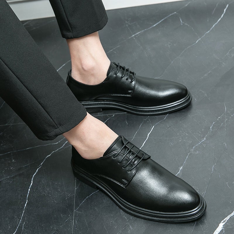 Men'S Low-Top Lace-Up British Business Dress Casual Fashion Color-Polished Pointed Leather Shoes Youth Wedding Leather Shoes For Men - Image 4