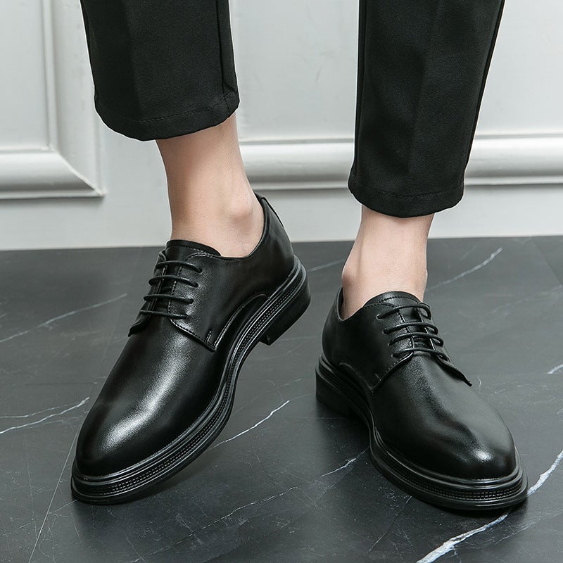 Men'S Low-Top Lace-Up British Business Dress Casual Fashion Color-Polished Pointed Leather Shoes Youth Wedding Leather Shoes For Men - Image 5