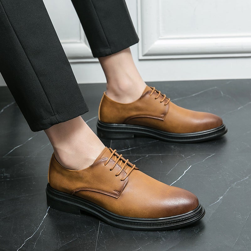Men'S Low-Top Lace-Up British Business Dress Casual Fashion Color-Polished Pointed Leather Shoes Youth Wedding Leather Shoes For Men - Image 2