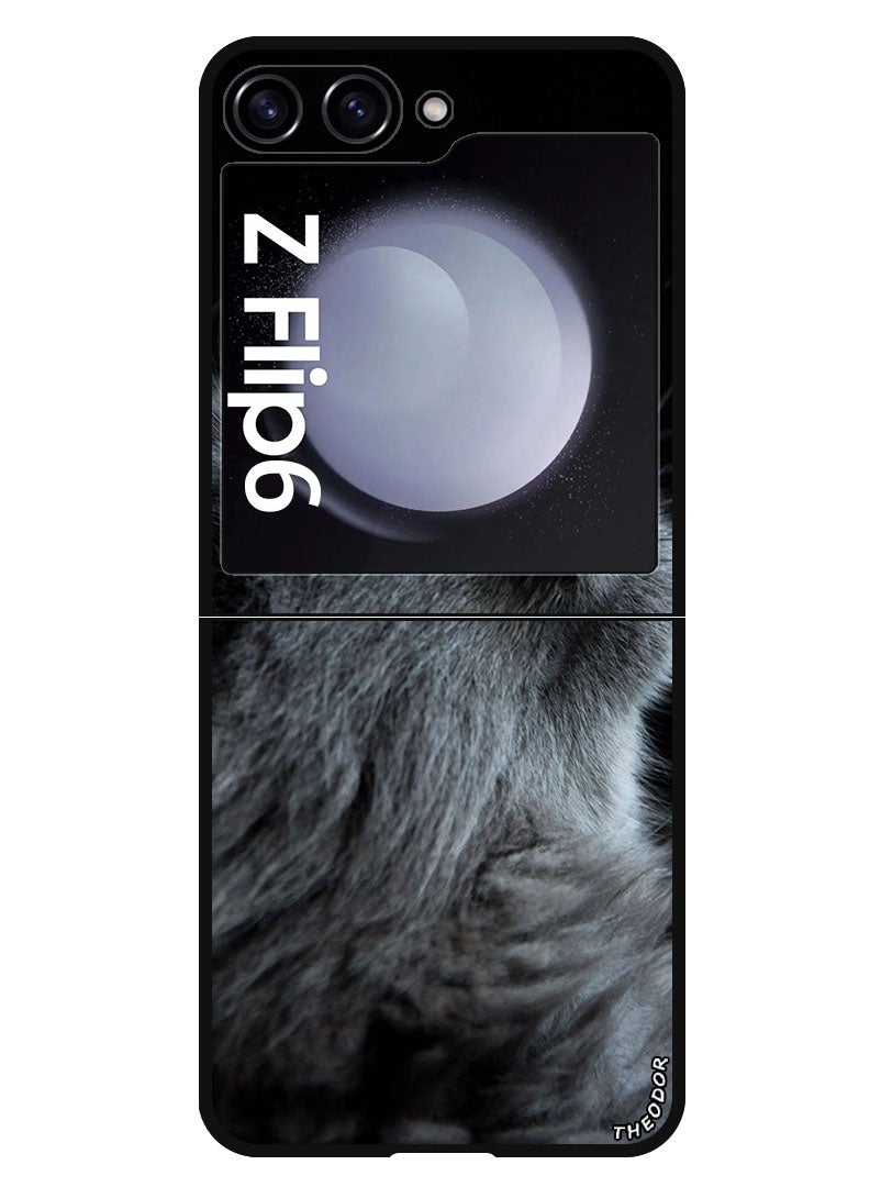 Theodor Protective Case Anti Scratch Shock Proof Bumper Cover For Samsung Galaxy Z Flip 6 cat_muzzle - Image 1