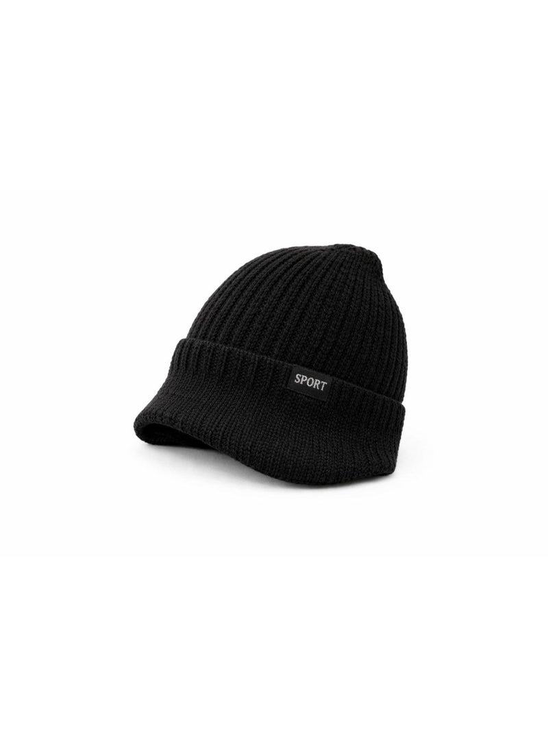 SPORT Warm winter hat with fur lining, fashionable knitted hat with a twisted cable design, unisex thermal winter hats - Image 1