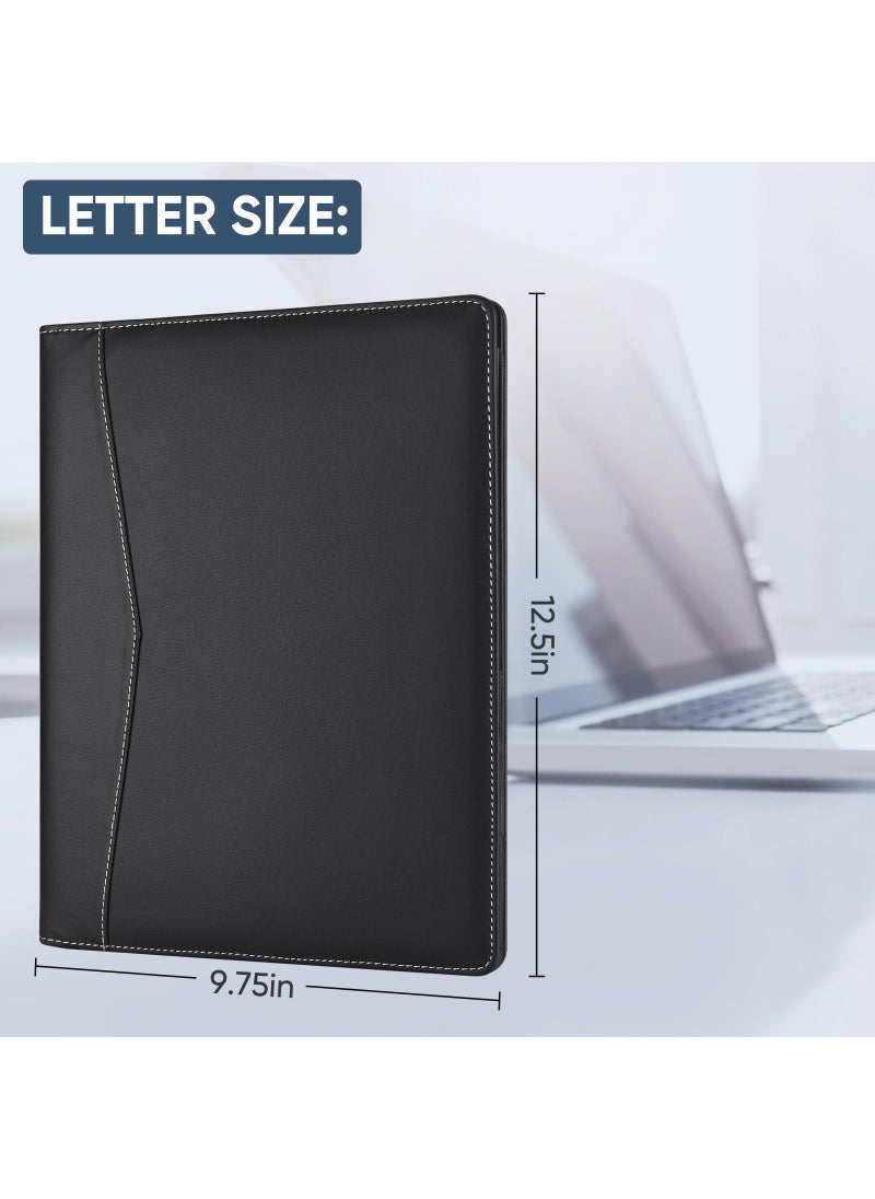 Pacific Mailer Pacific Mailer Padfolio Portfolio Leather Binder, Interview Legal Document Organizer, Business Card Holder Included Letter Sized Writing Pad [Piano Noir Faux Leather Matte Finish]  - Image 2