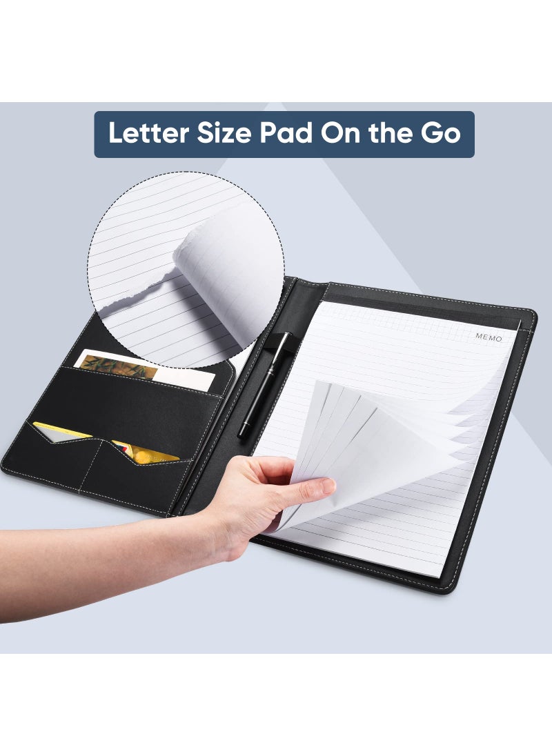 Pacific Mailer Pacific Mailer Padfolio Portfolio Leather Binder, Interview Legal Document Organizer, Business Card Holder Included Letter Sized Writing Pad [Piano Noir Faux Leather Matte Finish]  - Image 4