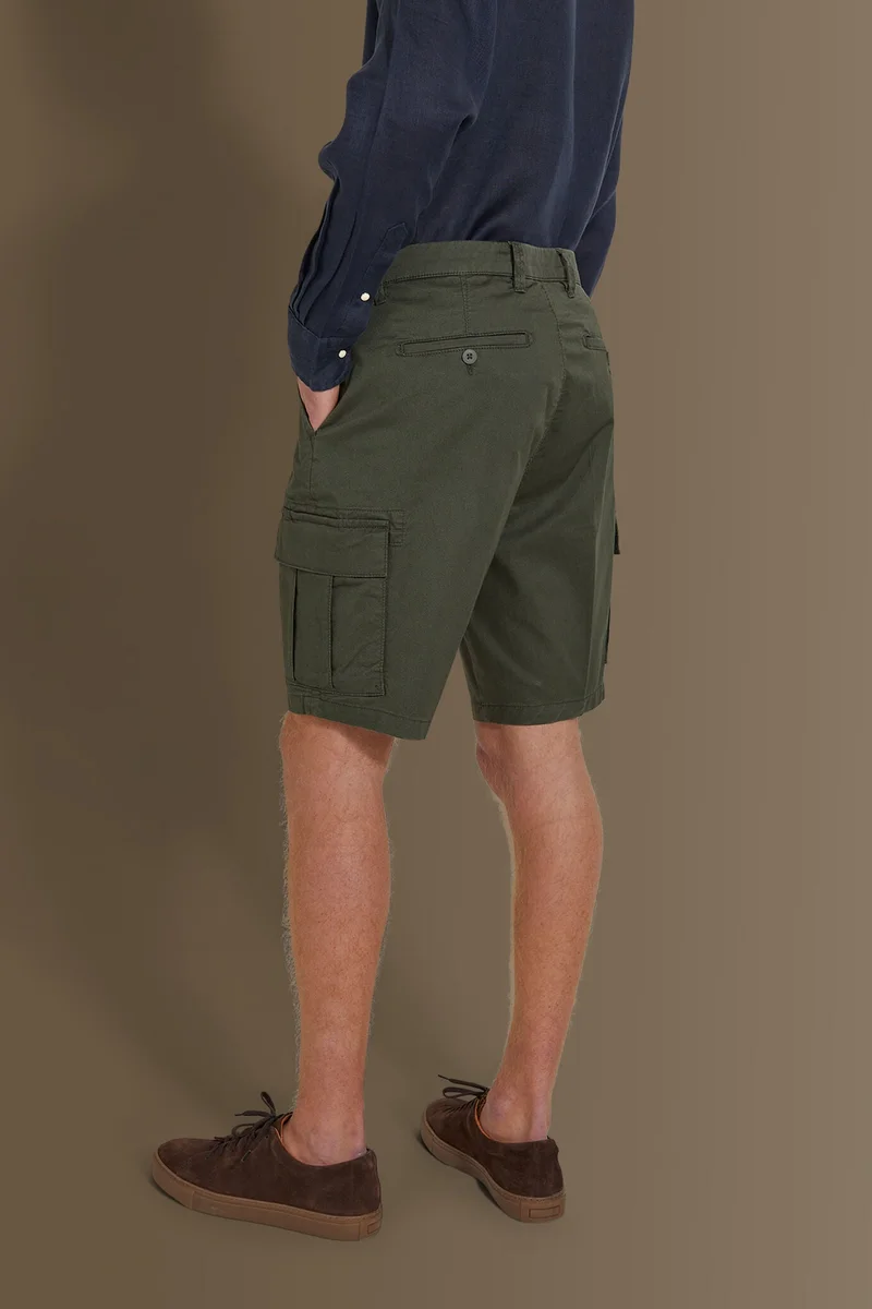 Doppelganger Green Cargo bermuda twill stretch construction - Military for Men | Best Price UAE
