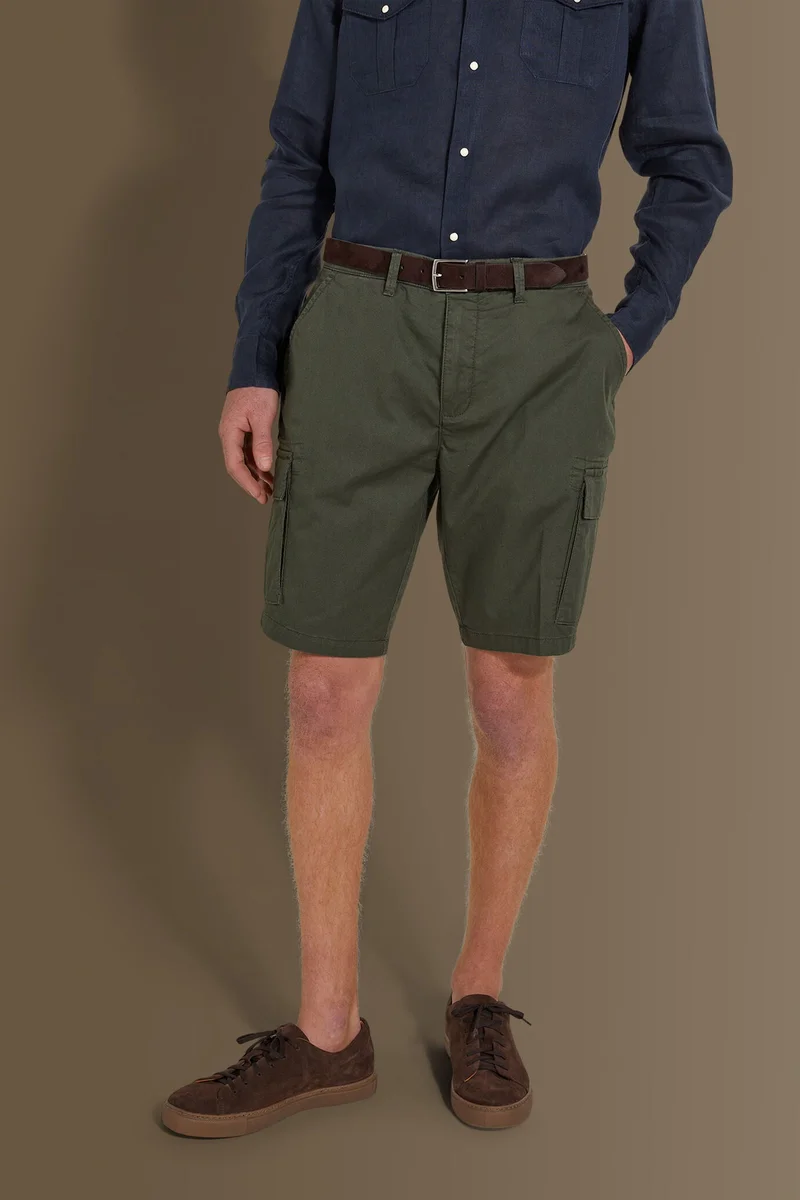 Doppelganger Green Cargo bermuda twill stretch construction - Military for Men | Best Price UAE