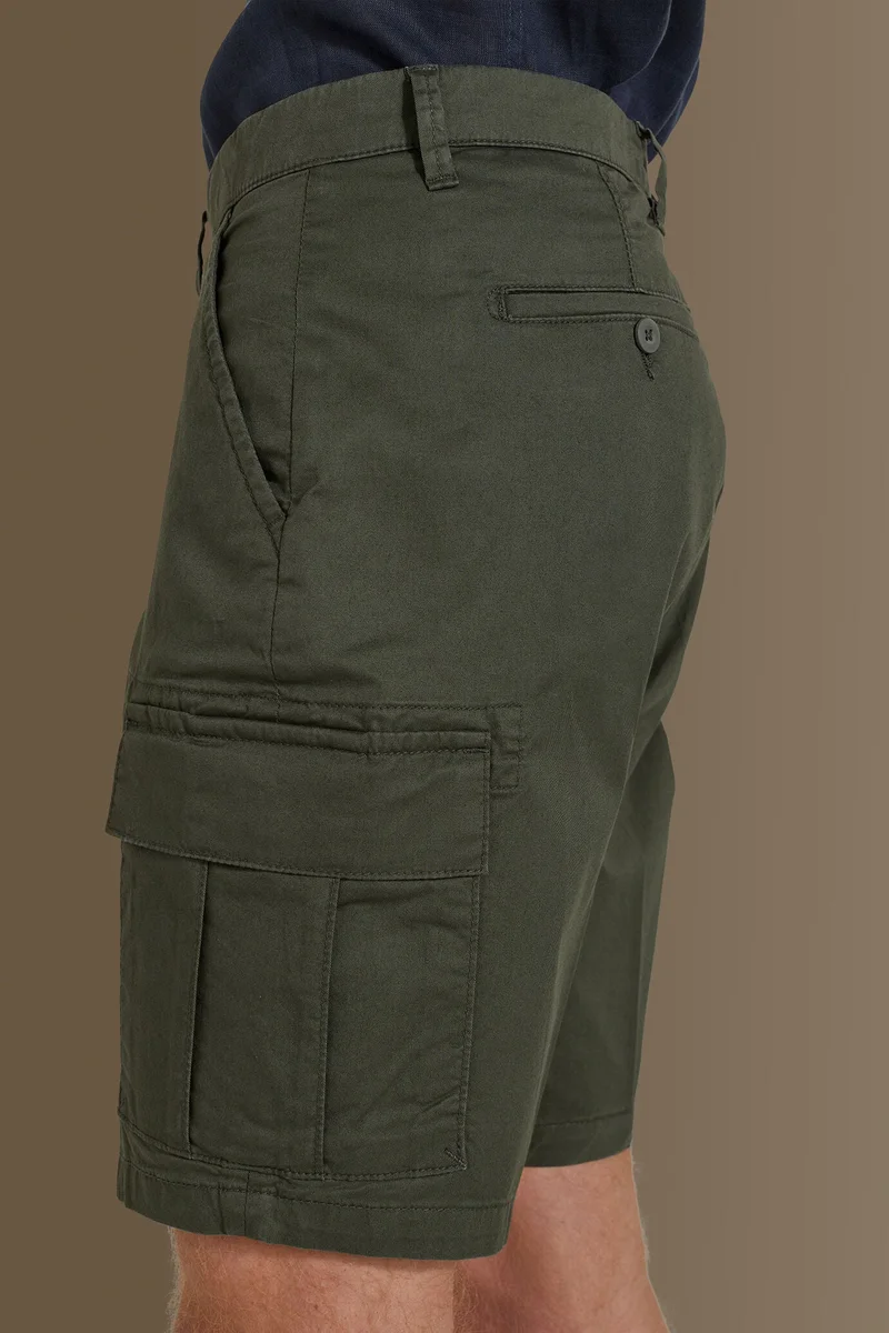 Doppelganger Green Cargo bermuda twill stretch construction - Military for Men | Best Price UAE