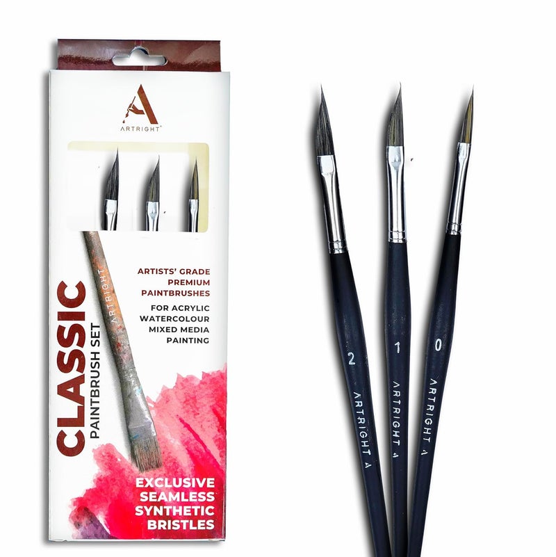 ArtRight wood Leaf & Petal Paint Brushes Set of 3 (#0, #1 & #2) with Seamless Synthetic Bristles - 3 Premium Artists' Liner Painting Brushes Inc Dagger Brush for Acrylic Painting, Oil Painting & More - Image 5