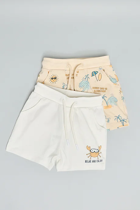 أر أند بي 2 Pack Print Shorts with Drawstring Waist