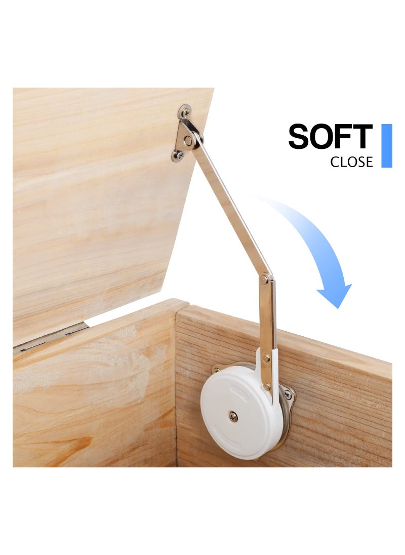 SYOSI - 70N-120N Soft Close Hydraulic Lid Hinge, Professional Safety Lid Stay Soft Close Damper Buffer Safety First Slow Lowering Hinge for Storage Treasure Chest Cabinet Door, Pack of 2 - Image 1