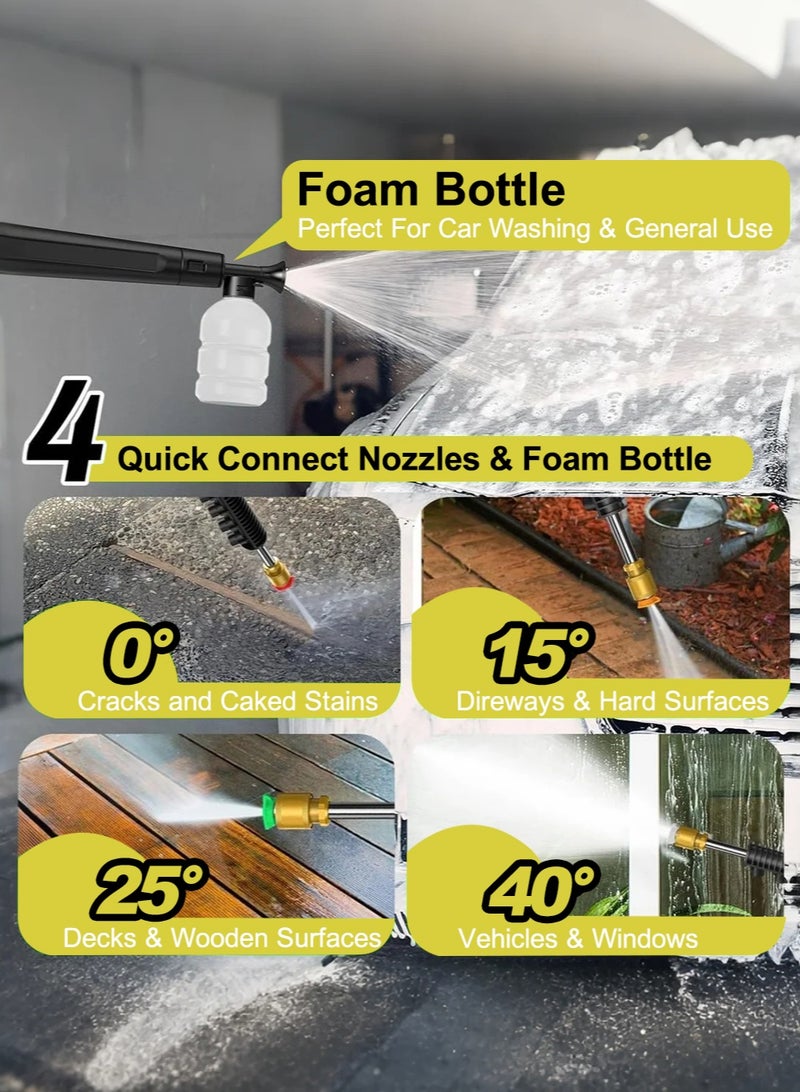 EzzySo Electric Pressure Washer, 1800W 150Bar Power Washer with Quick Connect Nozzle, High Pressure Washer with Foam Gun for Car/Fence/Driveway/Patio/Home Cleaning - Image 4