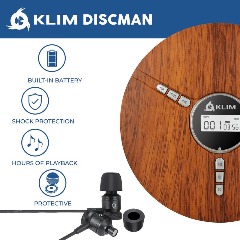 KLIM Discman Portable CD Player with Headphones, Built-in Battery - New Version - CD Players for Home, Car - Compatible w/SD Card, CD-R, CD-RW, MP3, WMA - 5 EQ Effects - Image 3