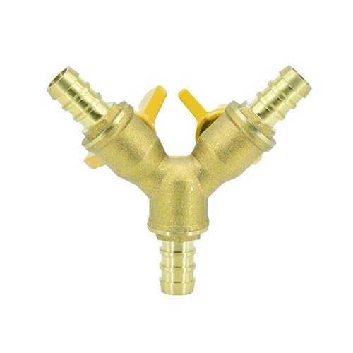 Refuuch 3 Way Shut Off Valve, 3/8" Hose Barb 2 Switch Brass Y Shaped Ball Valve Air/Fuel/Water - Image 2