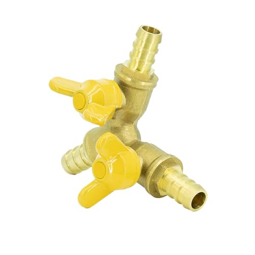 Refuuch 3 Way Shut Off Valve, 3/8" Hose Barb 2 Switch Brass Y Shaped Ball Valve Air/Fuel/Water - Image 5