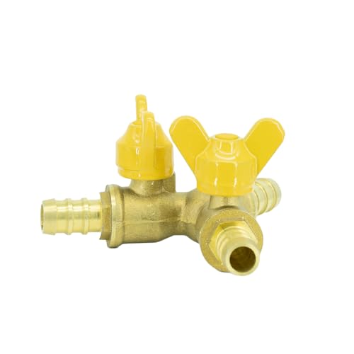 Refuuch 3 Way Shut Off Valve, 3/8" Hose Barb 2 Switch Brass Y Shaped Ball Valve Air/Fuel/Water - Image 3