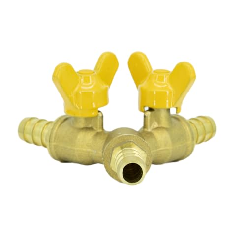 Refuuch 3 Way Shut Off Valve, 3/8" Hose Barb 2 Switch Brass Y Shaped Ball Valve Air/Fuel/Water - Image 4