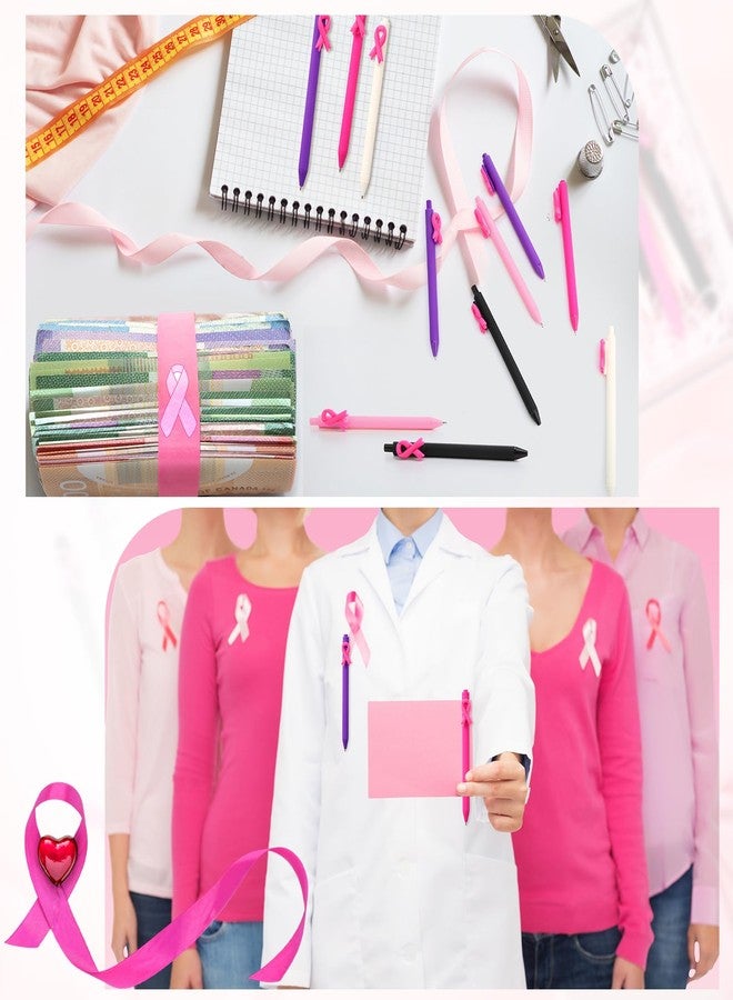 Engrowtic 50 Pcs Breast Cancer Awareness Pens Bulk Pink Ribbon Ballpoint Pens Retractable Black Ink Cancer Awareness Gifts Accessories for Women Nurses Coworker Charity Events Fundraisers Public Decor - Image 4