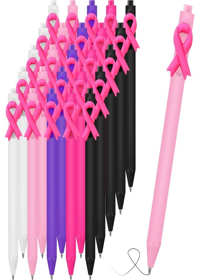 Engrowtic 50 Pcs Breast Cancer Awareness Pens Bulk Pink Ribbon Ballpoint Pens Retractable Black Ink Cancer Awareness Gifts Accessories for Women Nurses Coworker Charity Events Fundraisers Public Decor - Image 1