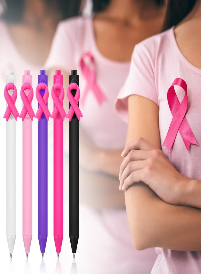 Engrowtic 50 Pcs Breast Cancer Awareness Pens Bulk Pink Ribbon Ballpoint Pens Retractable Black Ink Cancer Awareness Gifts Accessories for Women Nurses Coworker Charity Events Fundraisers Public Decor - Image 3
