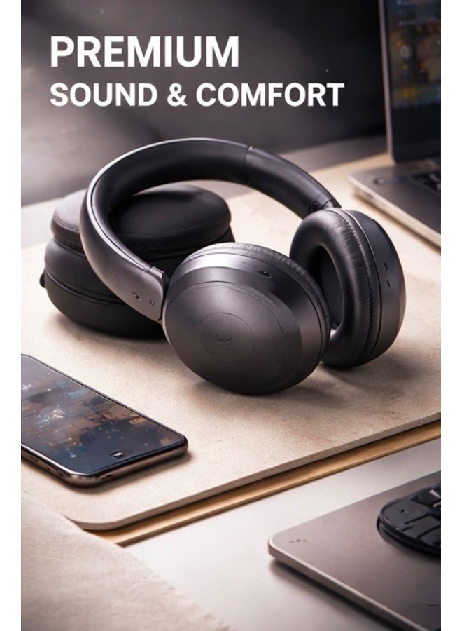 Engage HS ANC E10 Wireless Over-Ear Headphones with Hybrid Active Noise Cancellation, Deep Bass, 55H Playtime, Low Latency Mode & Carry Case – Black - Image 3